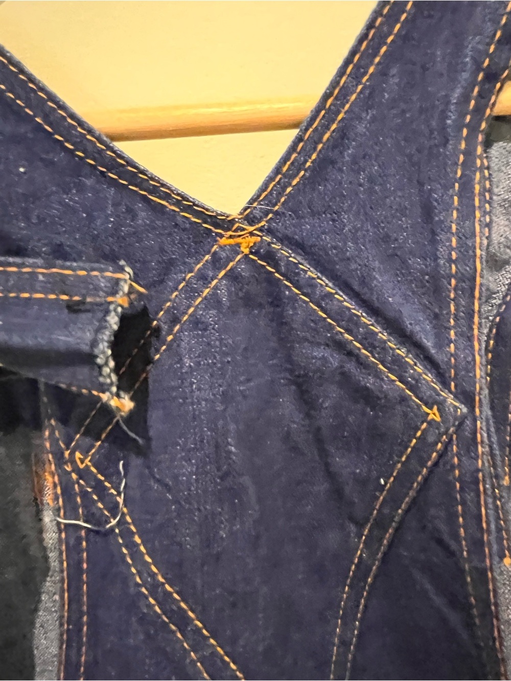 Vintage 70s 100% Cotton Denim Dark Blue Overalls Hong Kong XS/S - Picture 9 of 11